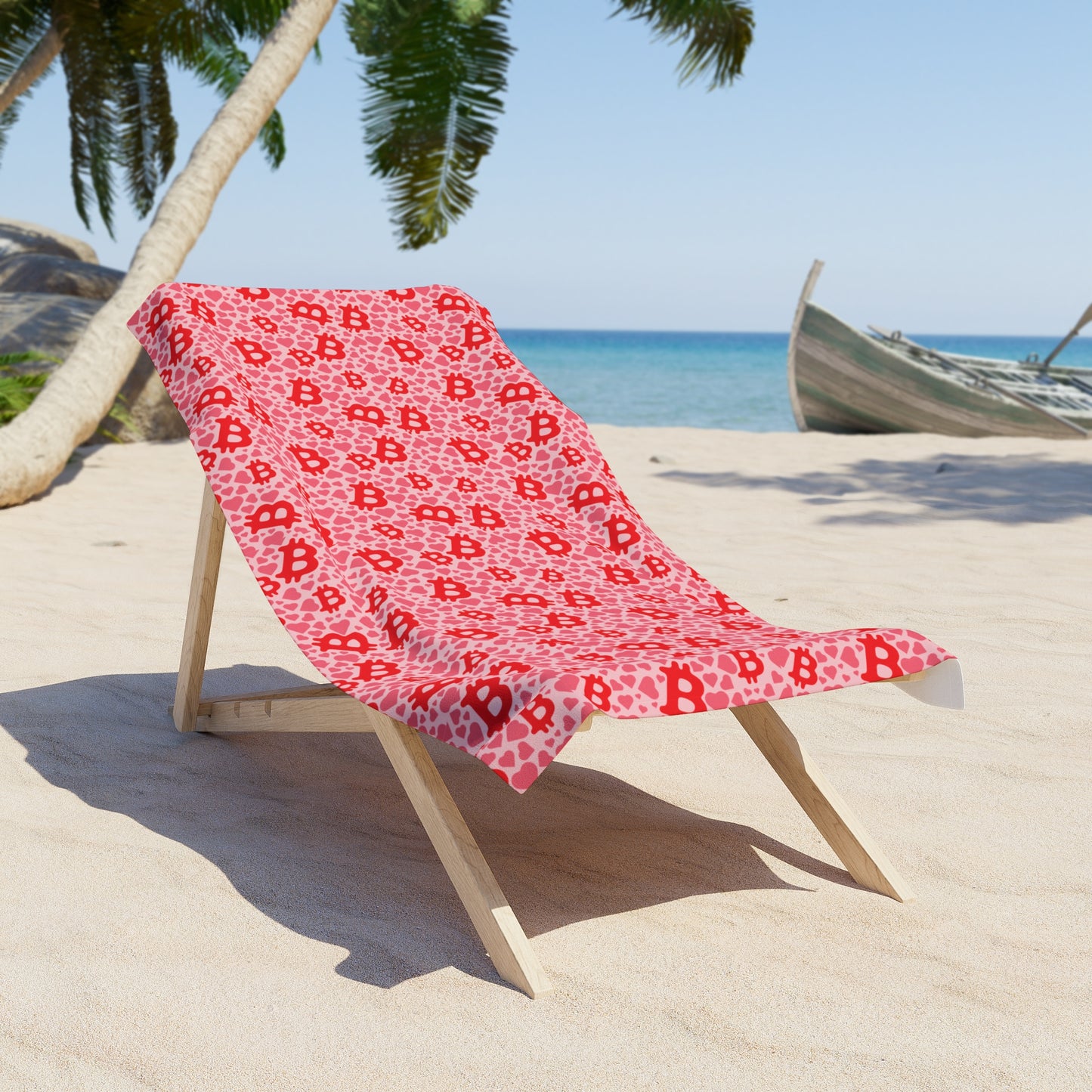 Itty Bitties Bitcoin and Hearts Beach Towel