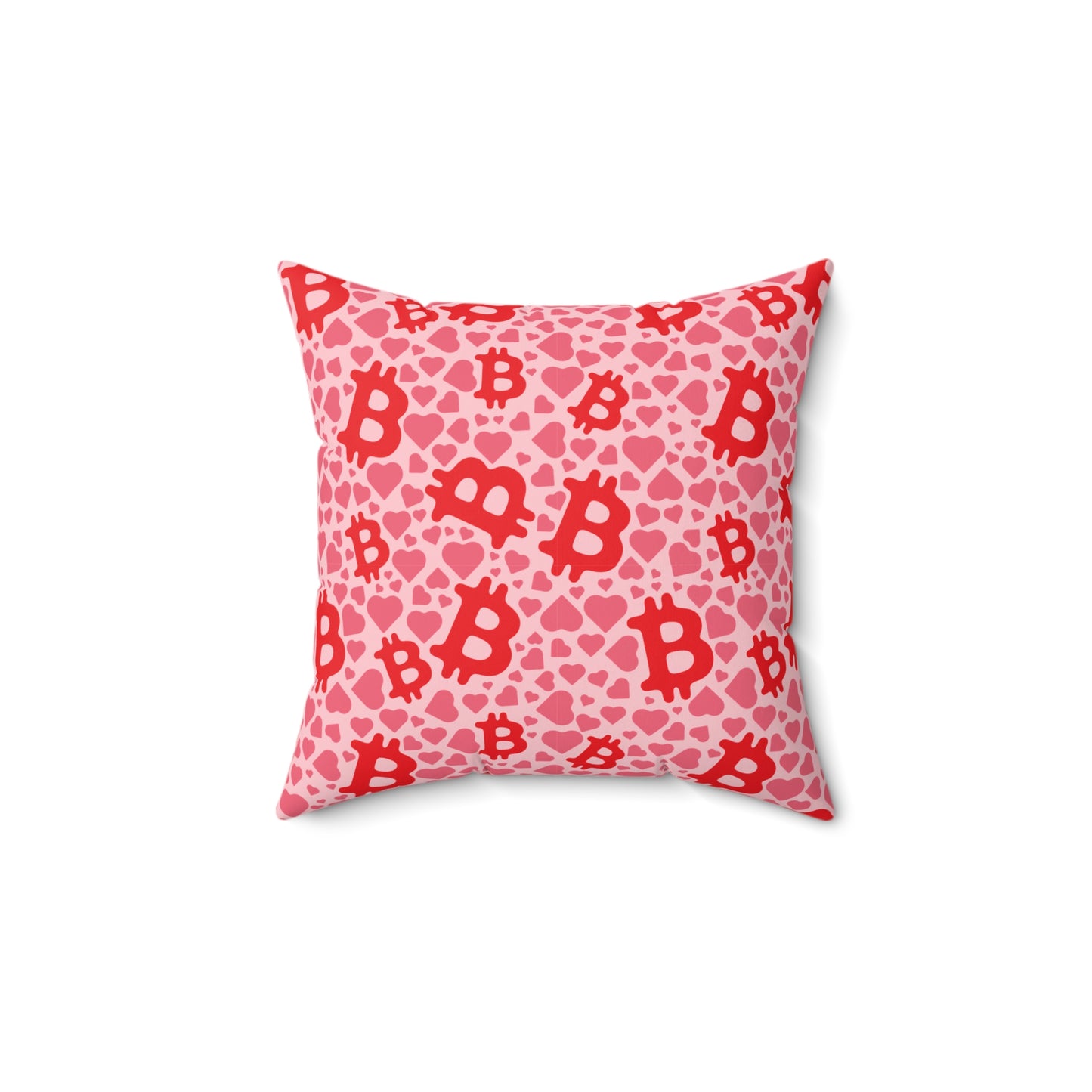 Itty Bitties Bitcoin and Hearts Square Pillow