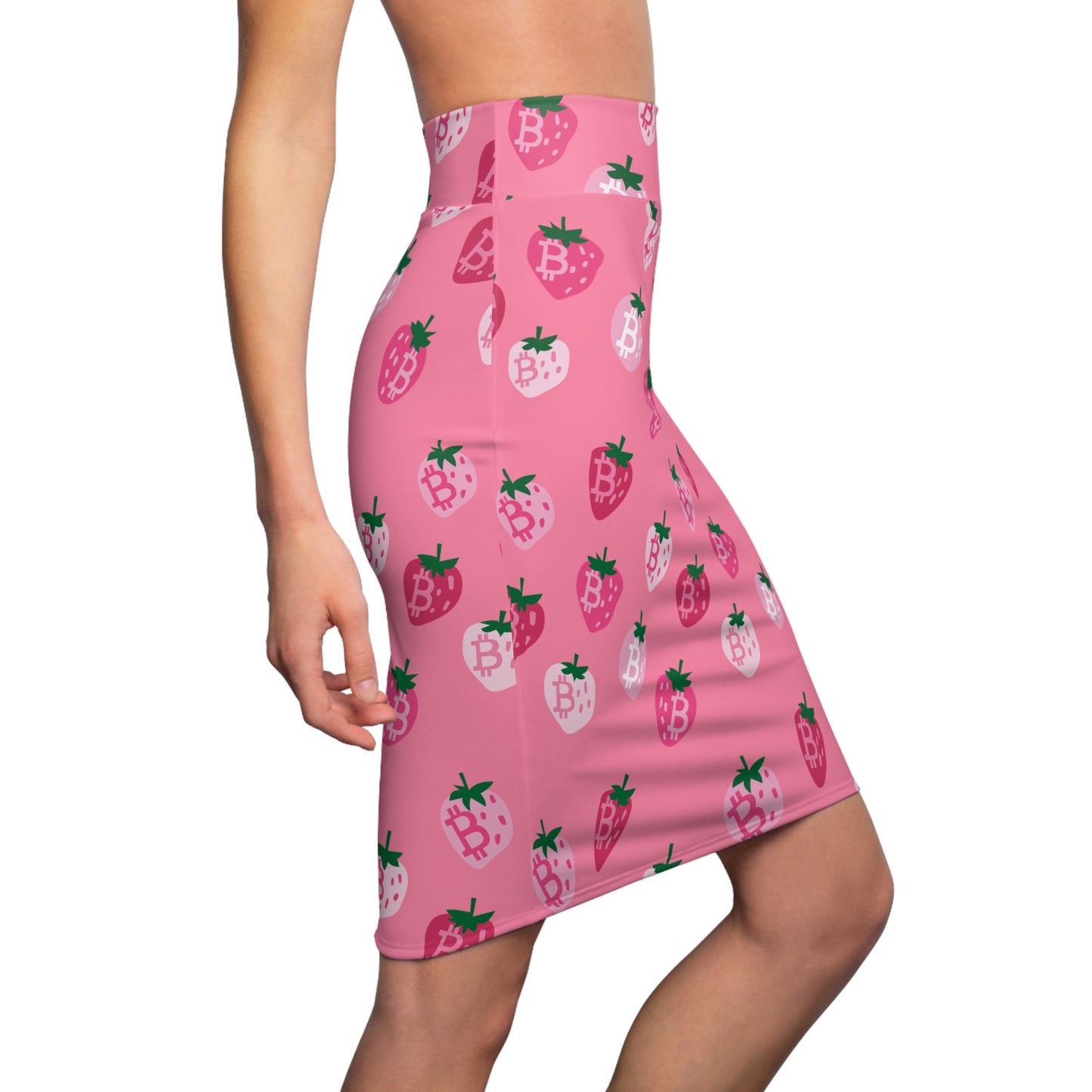 StrawBerry Bitcoin Women's Pencil Skirt
