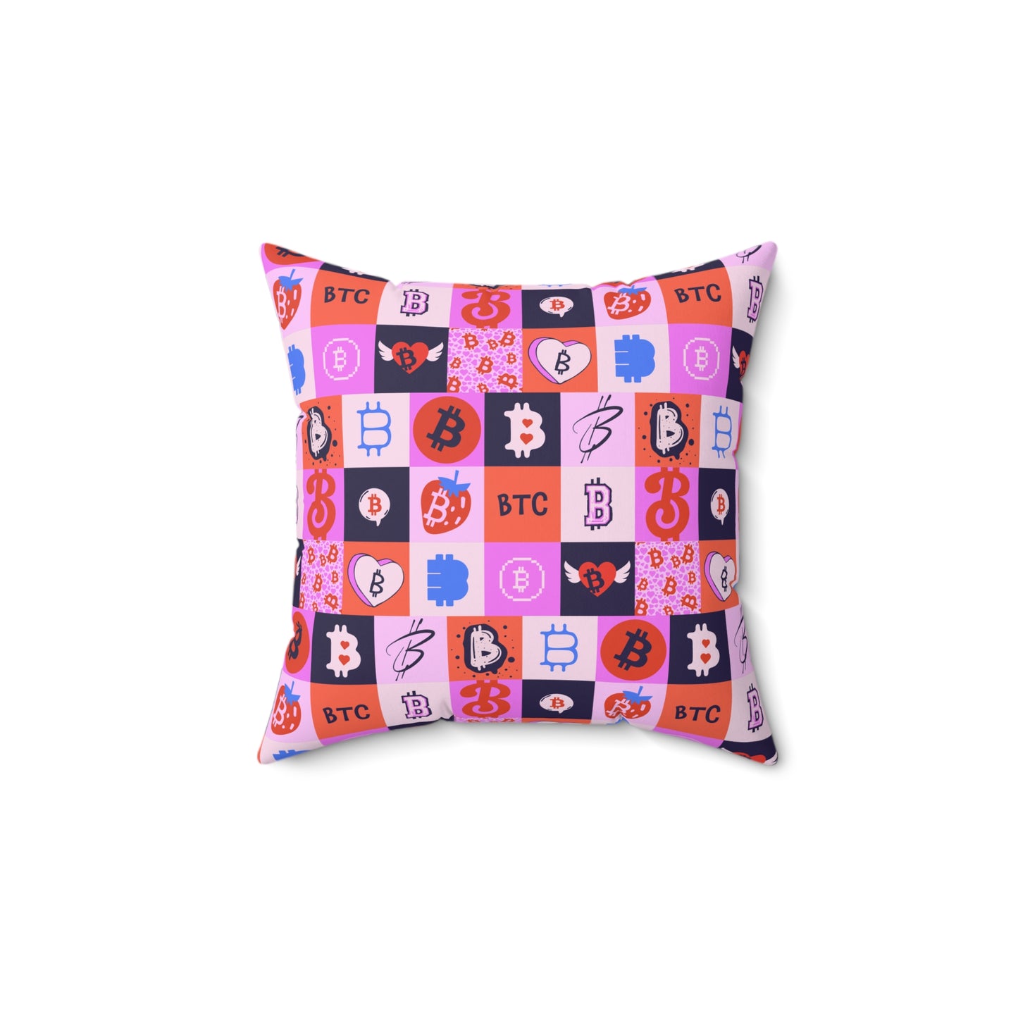 Bitcoin Love Patches Square Pillow