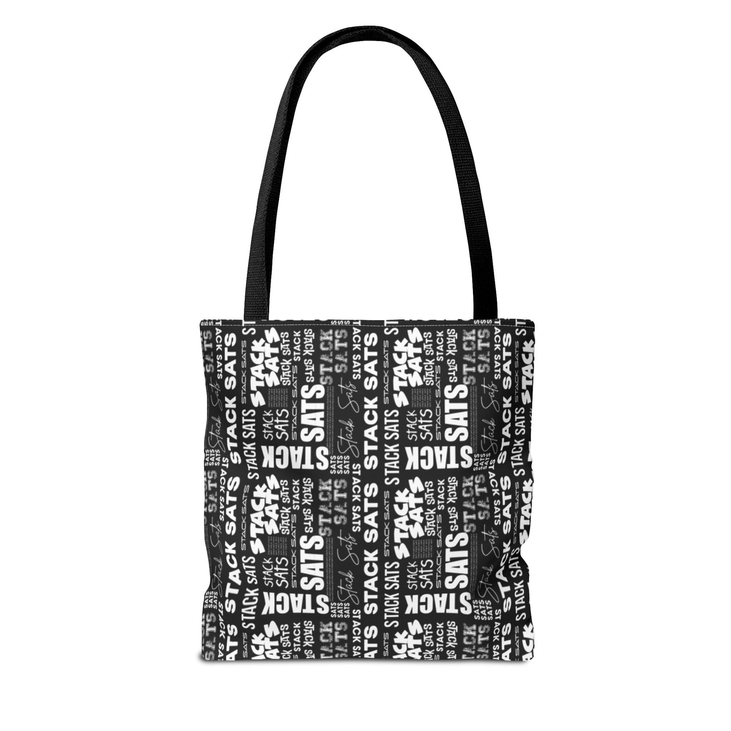 Stack Sats Black and White Tote Bag