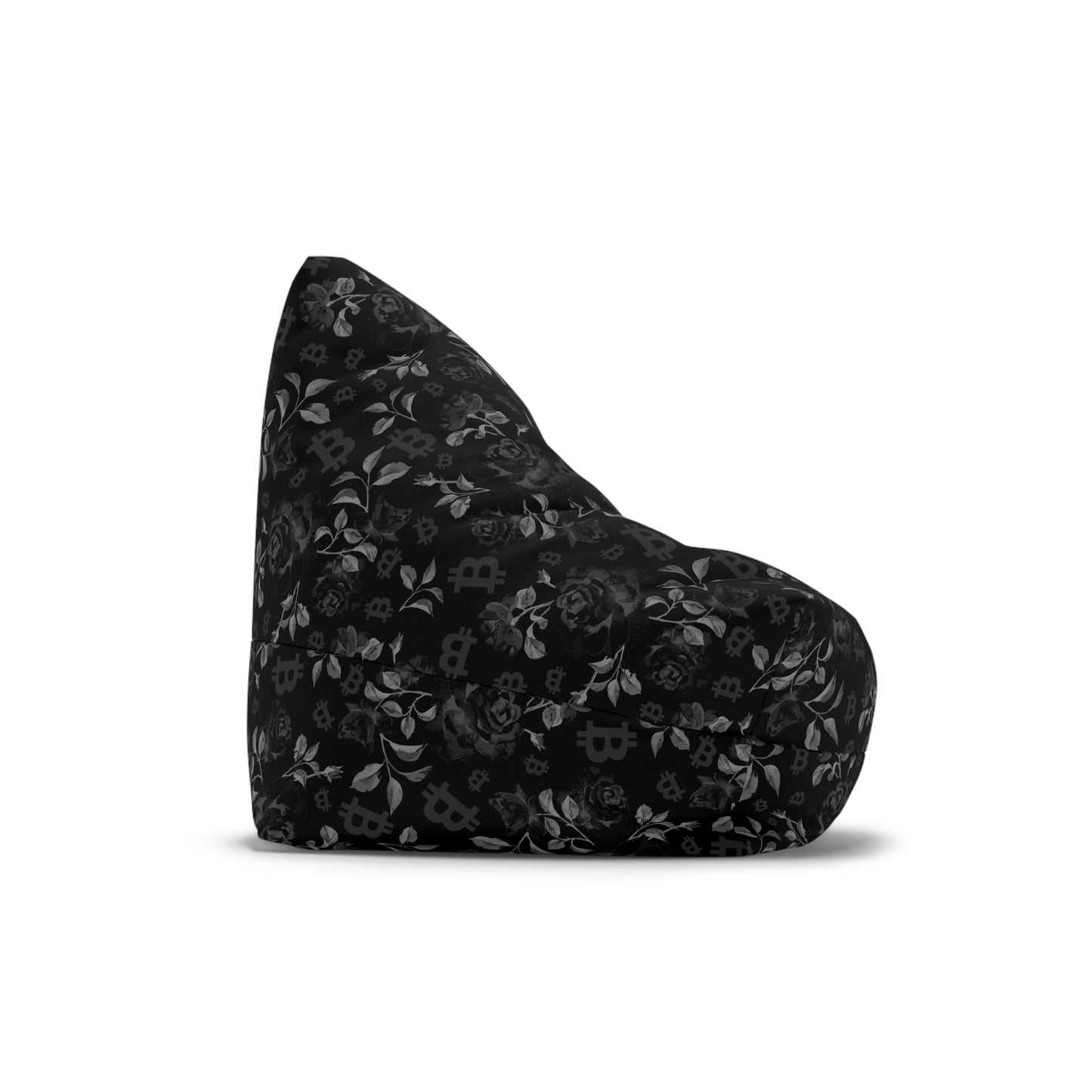 Black Stack Roses Bean Bag Chair Cover