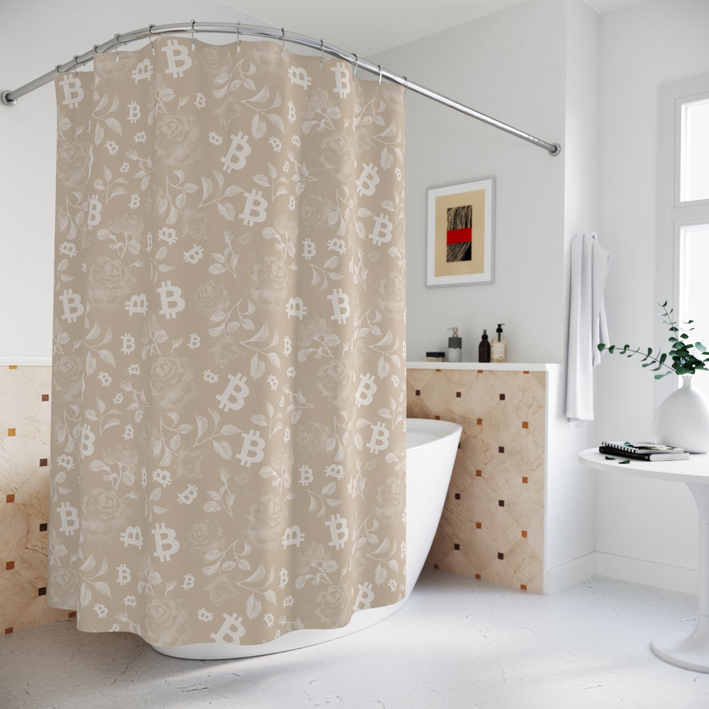 Stack Sandy Roses Bitcoin Shower Curtains