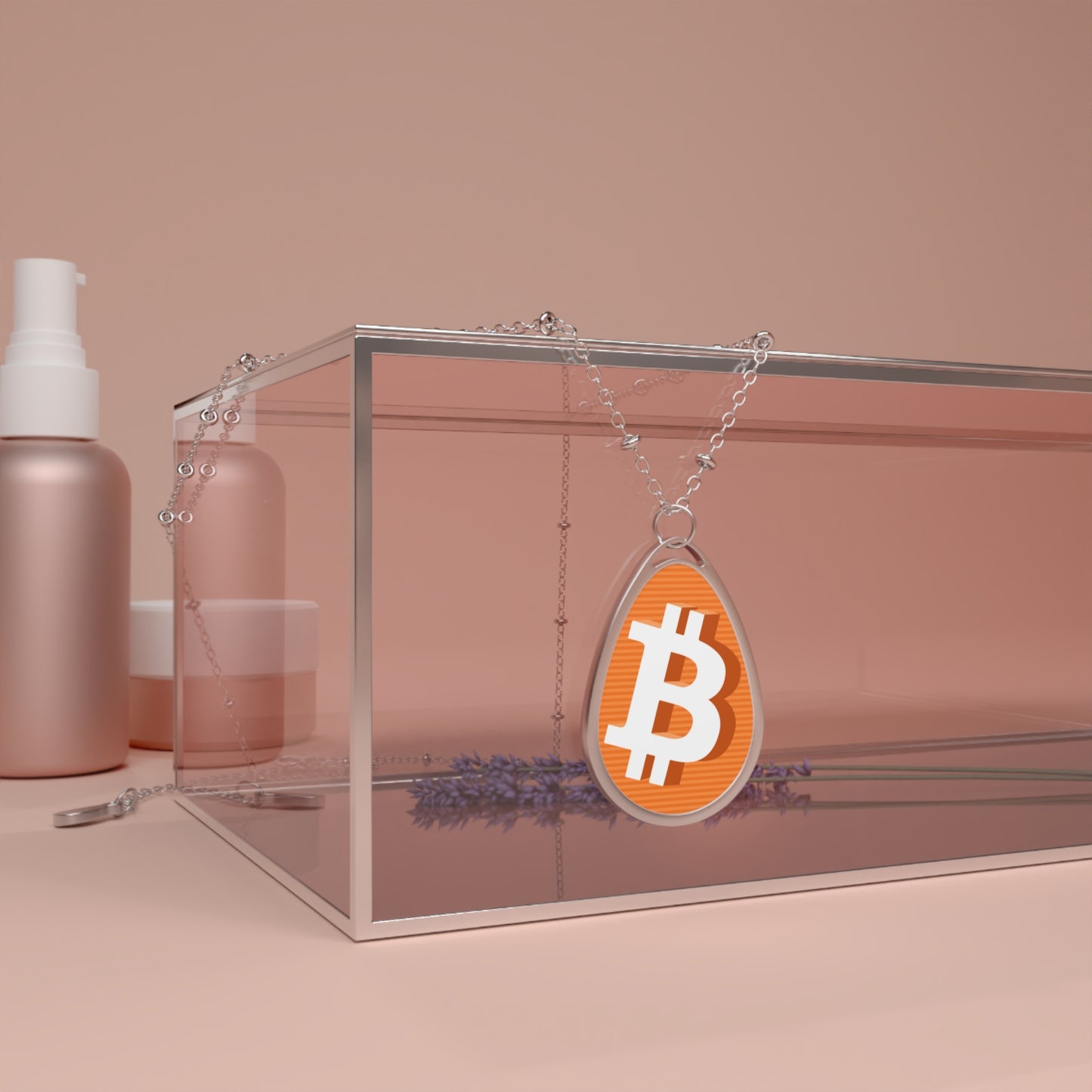 Orange 3D Bitcoin Necklace