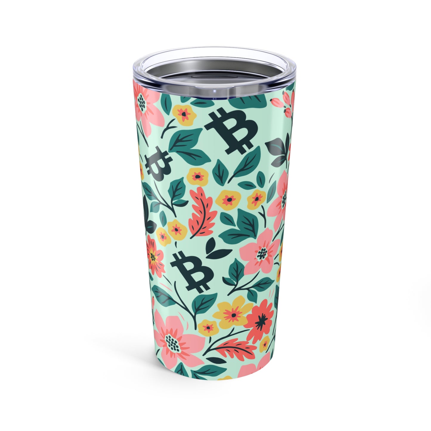 Floral Green Spring Bitcoin Tumbler 20oz