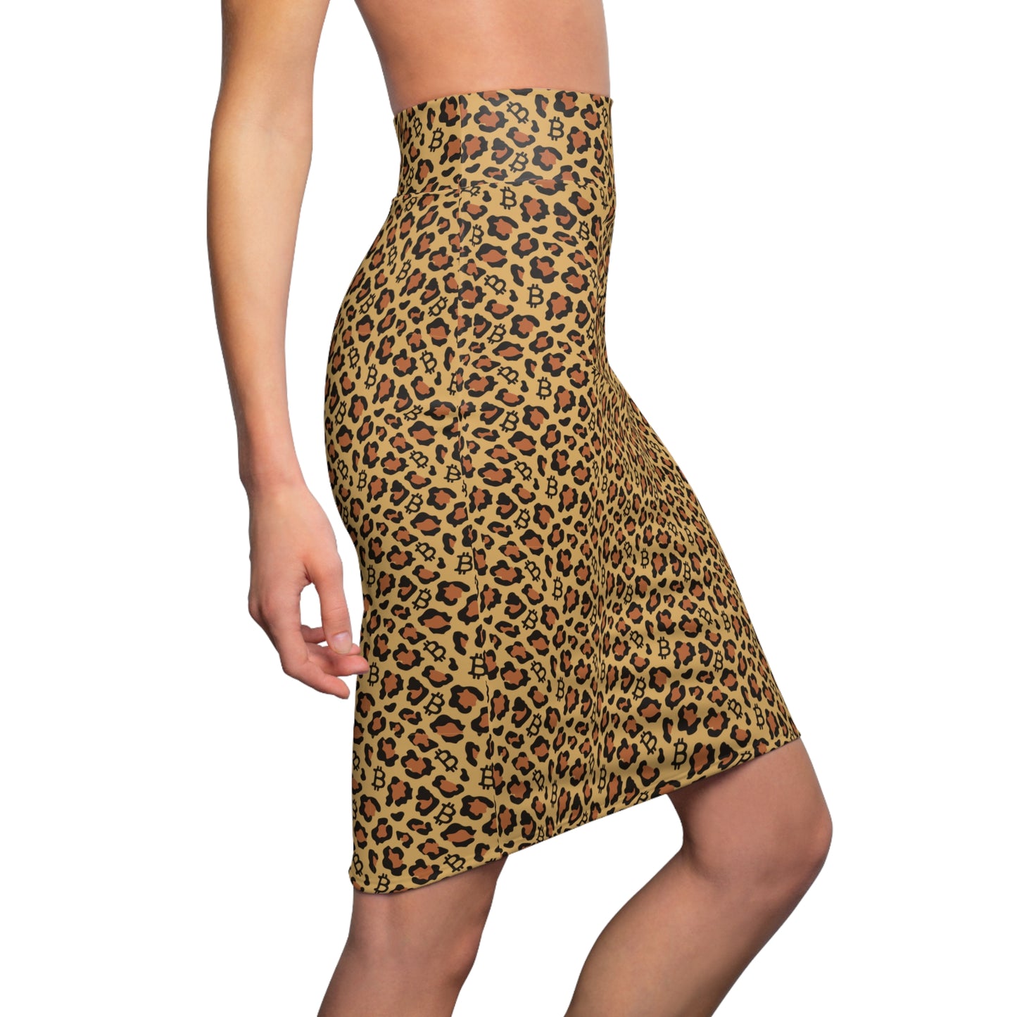 Leopard Print Bitcoin Women's Pencil Skirt