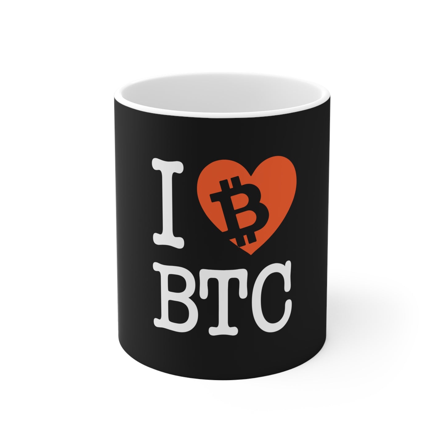 I Heart BTC Black Bitcoin Mug 11oz