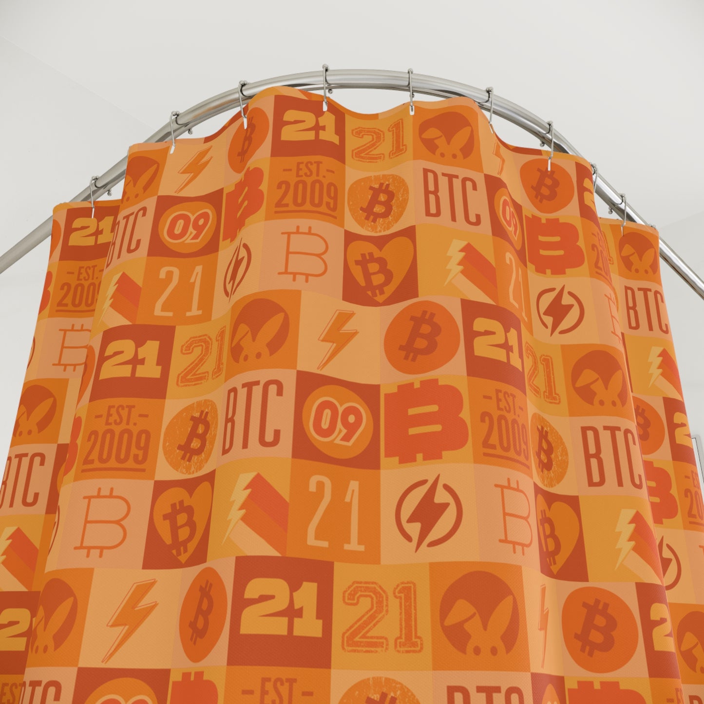 Orange Bitcoin Journey Shower Curtains