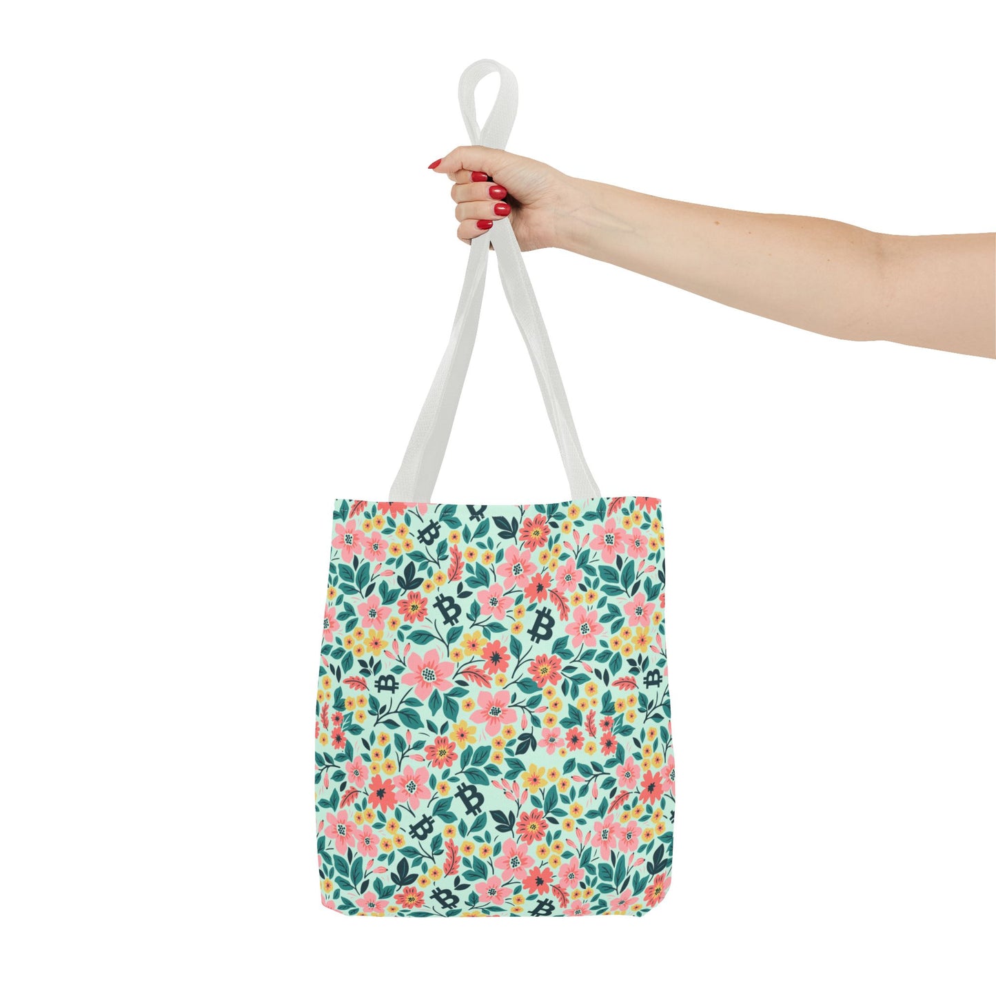 Green Floral Spring Bitcoin Tote Bag
