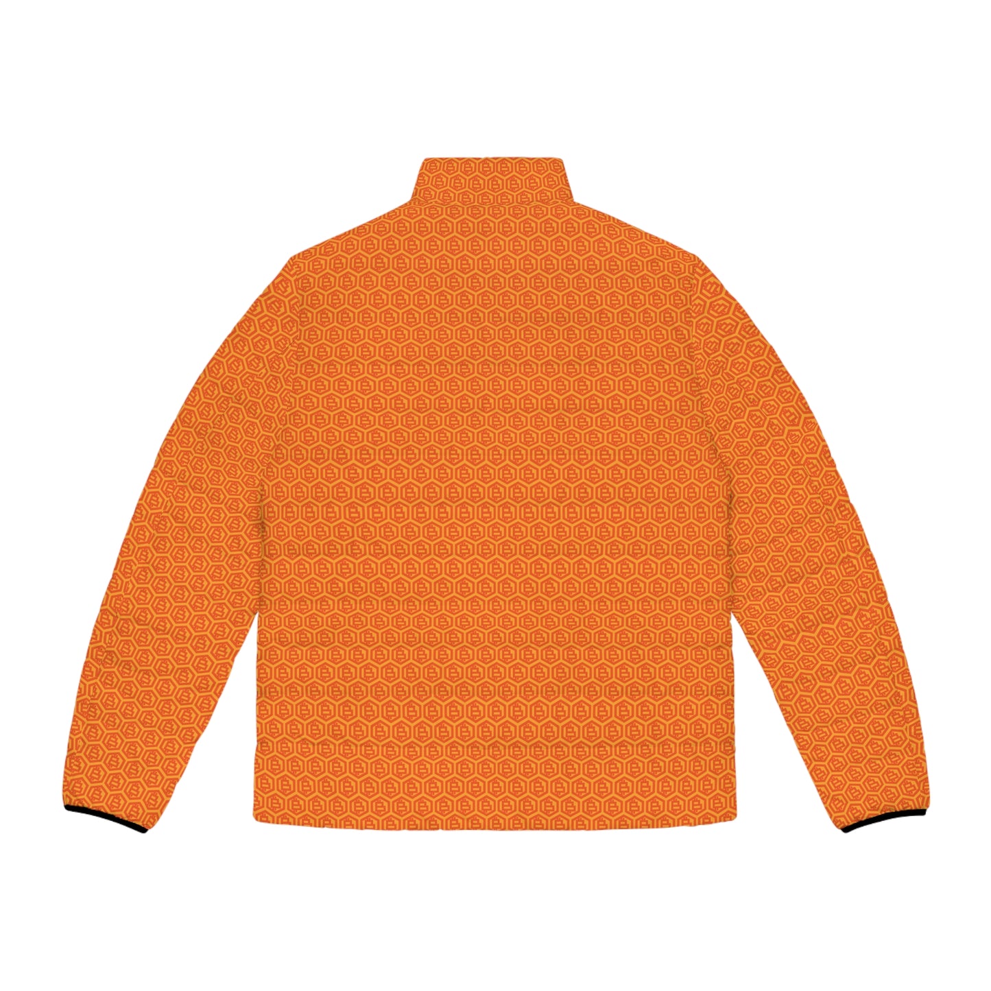 Orange Bitcoin Hex Men's Puffer Jacket
