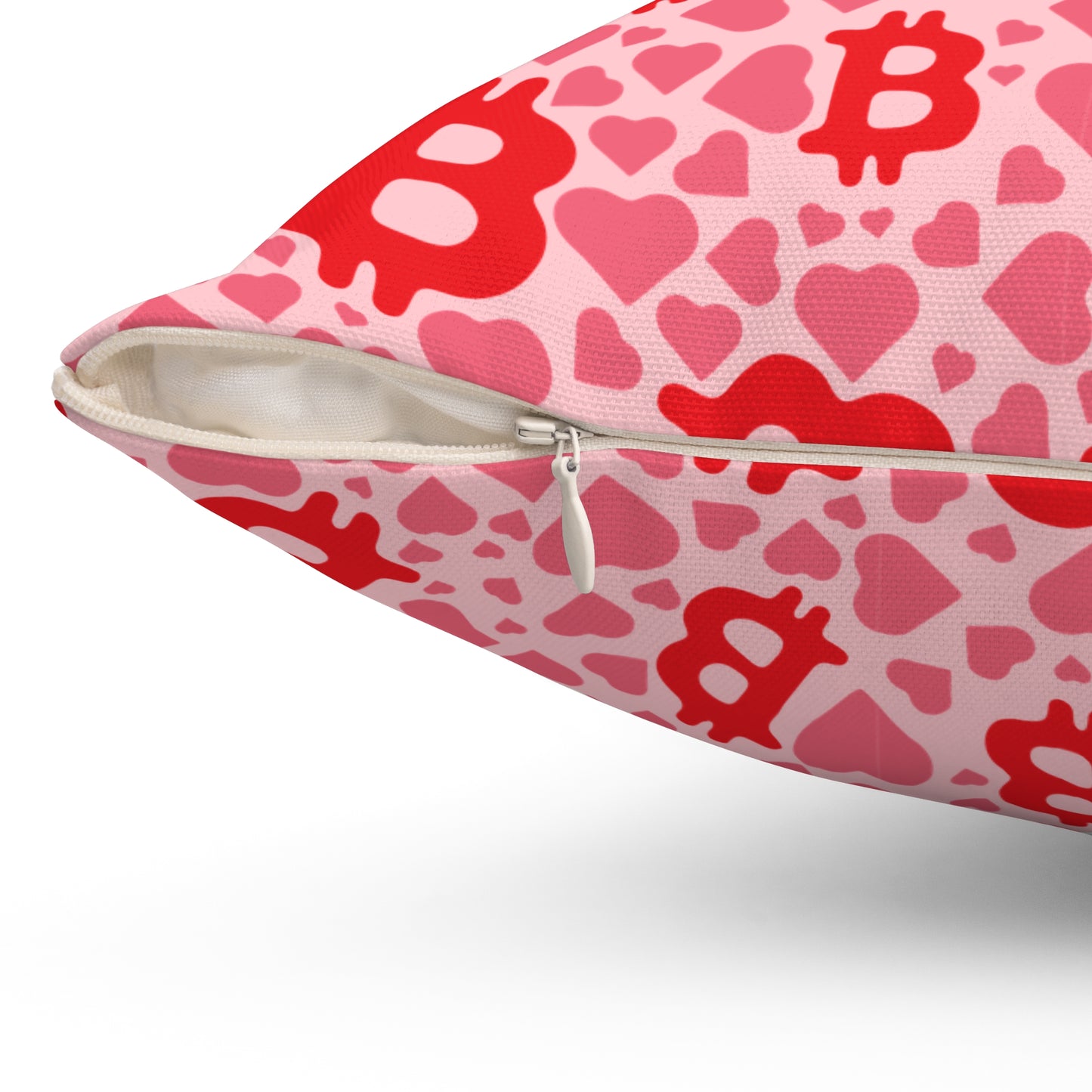 Itty Bitties Bitcoin and Hearts Square Pillow