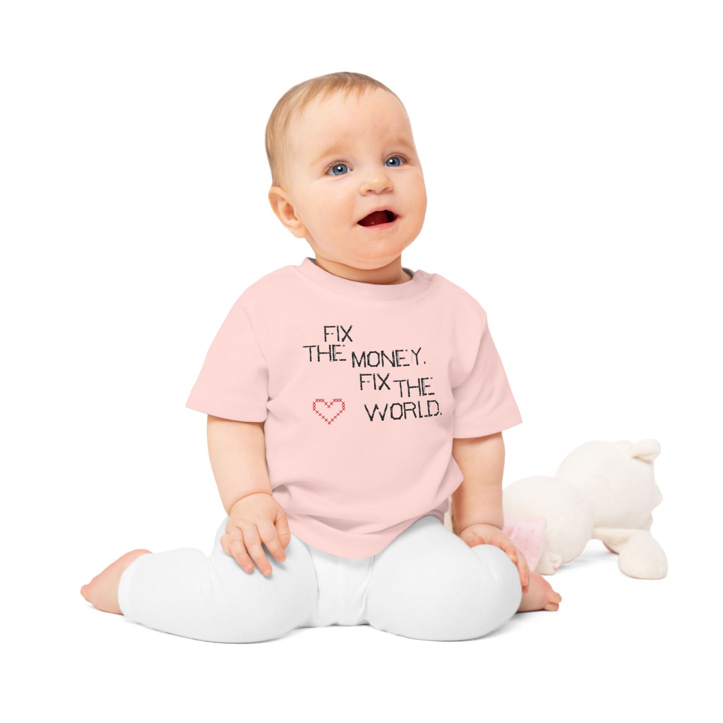 Fix the Money. Fix the World. Scrappy Stitch Organic Cotton Baby T-Shirt