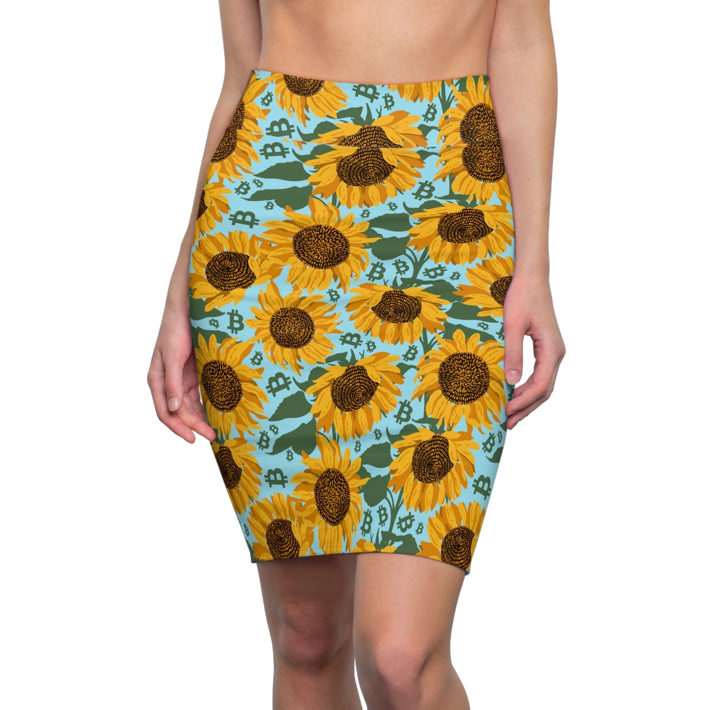 Bitcoin Sunflowers Women's Pencil Skirt