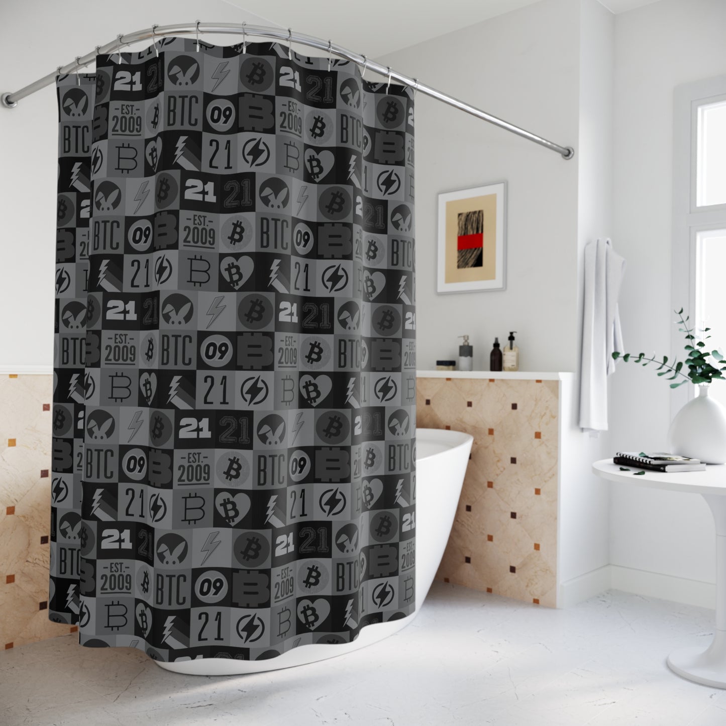 Black Bitcoin Journey Shower Curtains