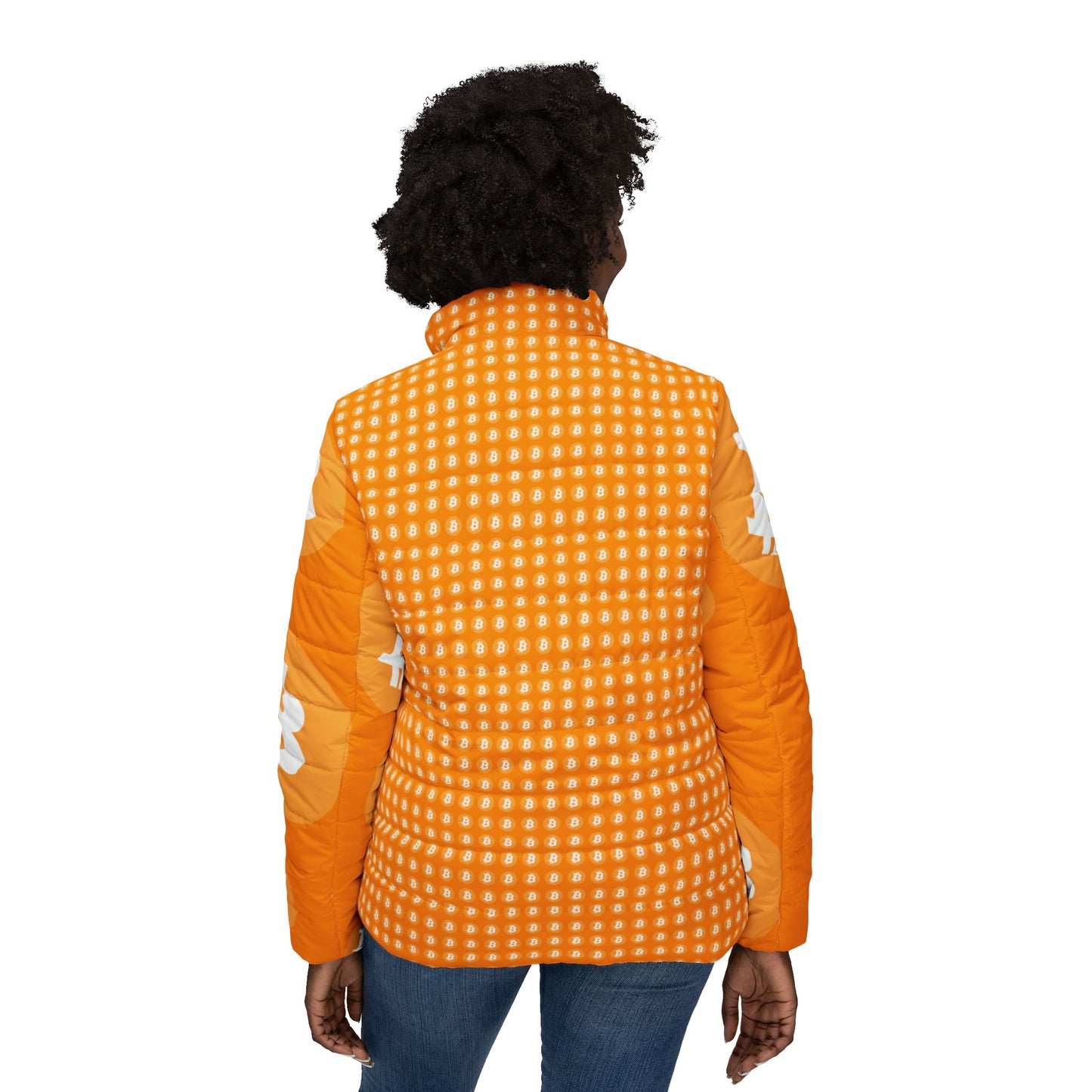 Double Trouble Bitcoin Symbol Women's Puffer Jacket