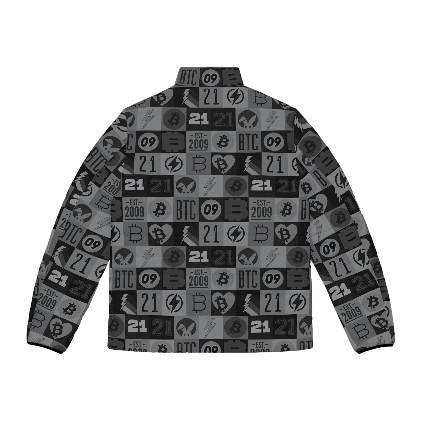 Black Bitcoin Journey Men's Puffer Jacket