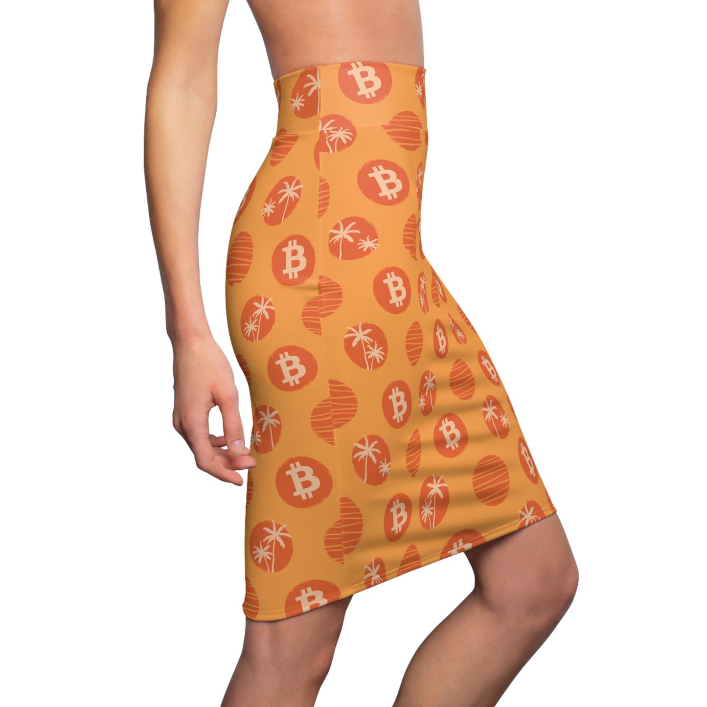 Tropical Orange Bitcoin Women's Pencil Skirt