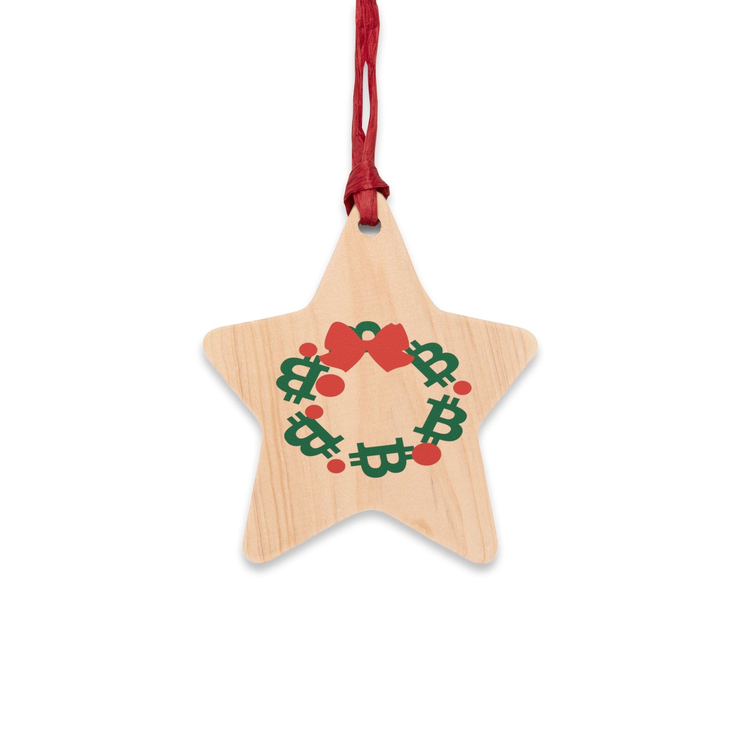 Chrristmas Bitcoin Wreath Wooden Ornament