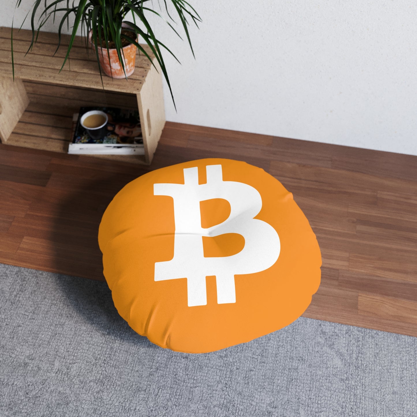 Bitcoin Round Tufted Floor Pillow