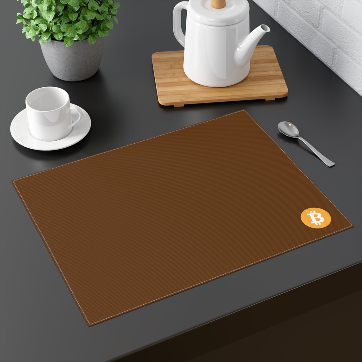 AirBTC Bitcoin Symbol on Chocolate Placemat, 1pc
