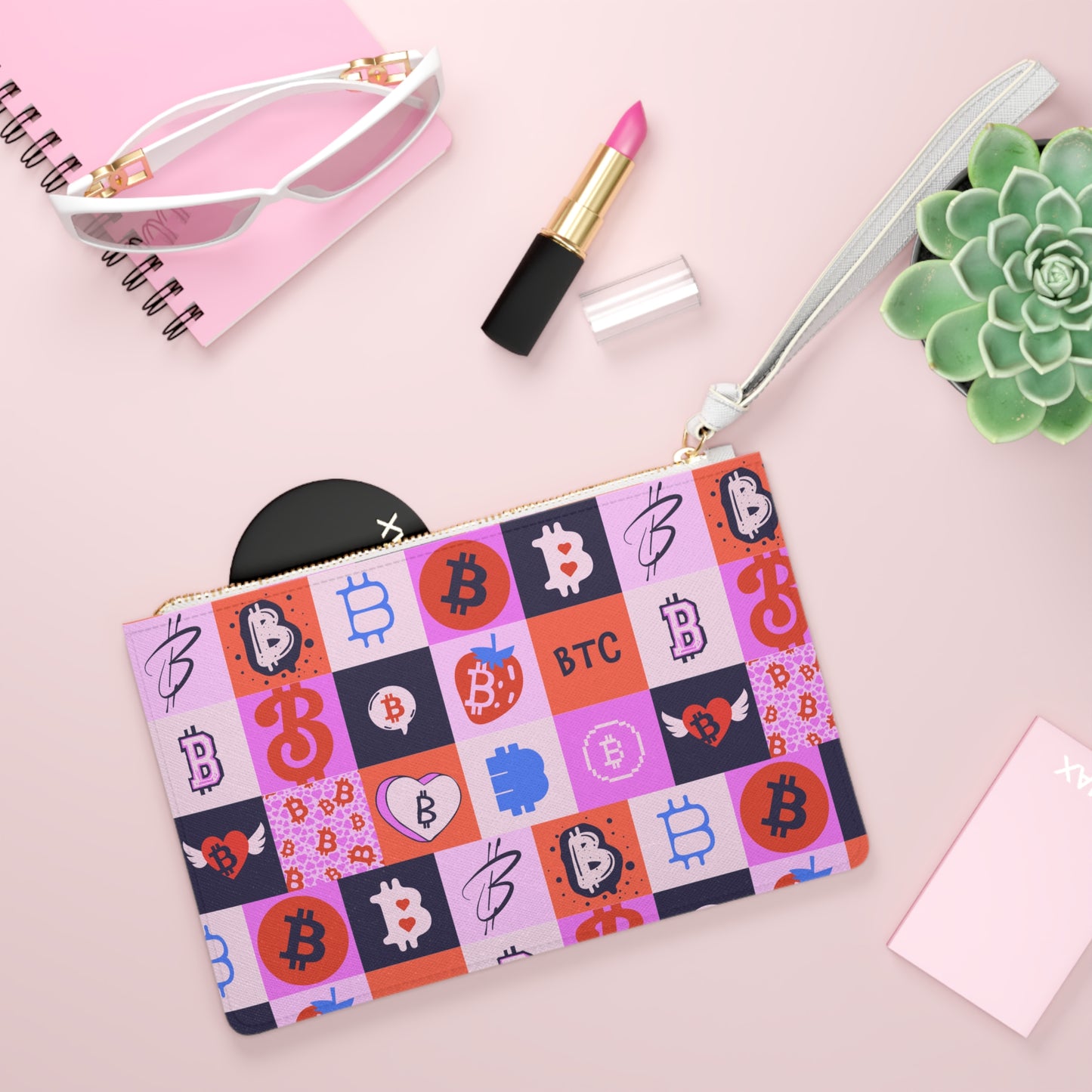 Bitcoin Love Patchwork Clutch Bag