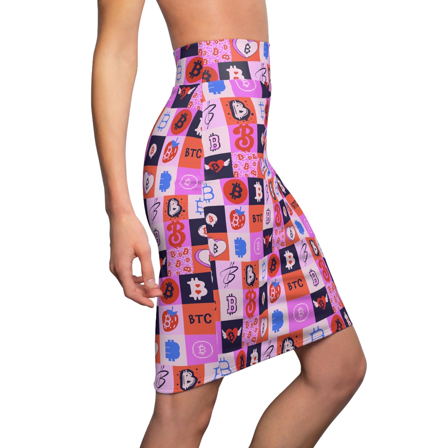 Bitcoin Love Patchwork Women's Pencil Skirt