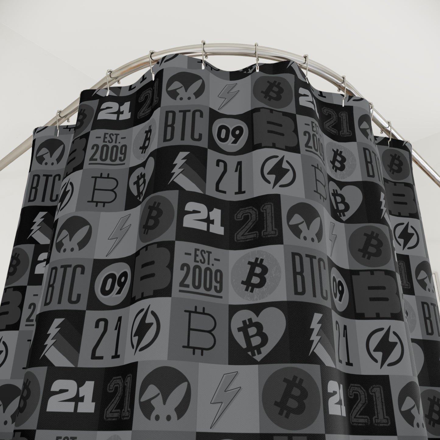 Black Bitcoin Journey Shower Curtains