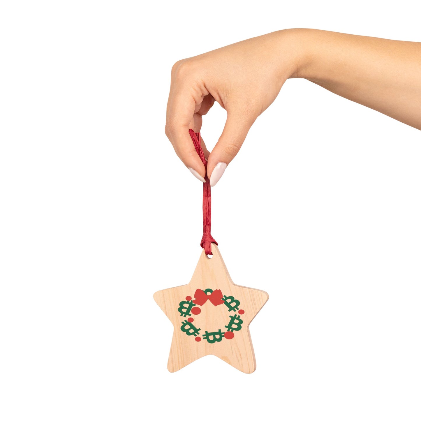 Chrristmas Bitcoin Wreath Wooden Ornament
