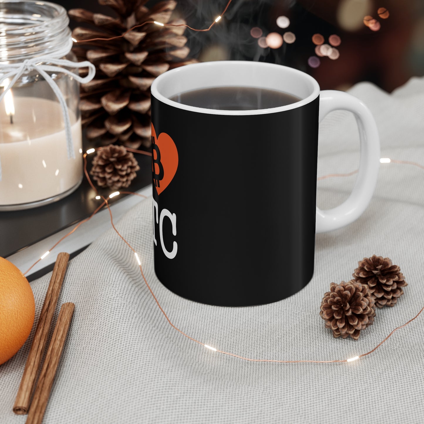 I Heart BTC Black Bitcoin Mug 11oz