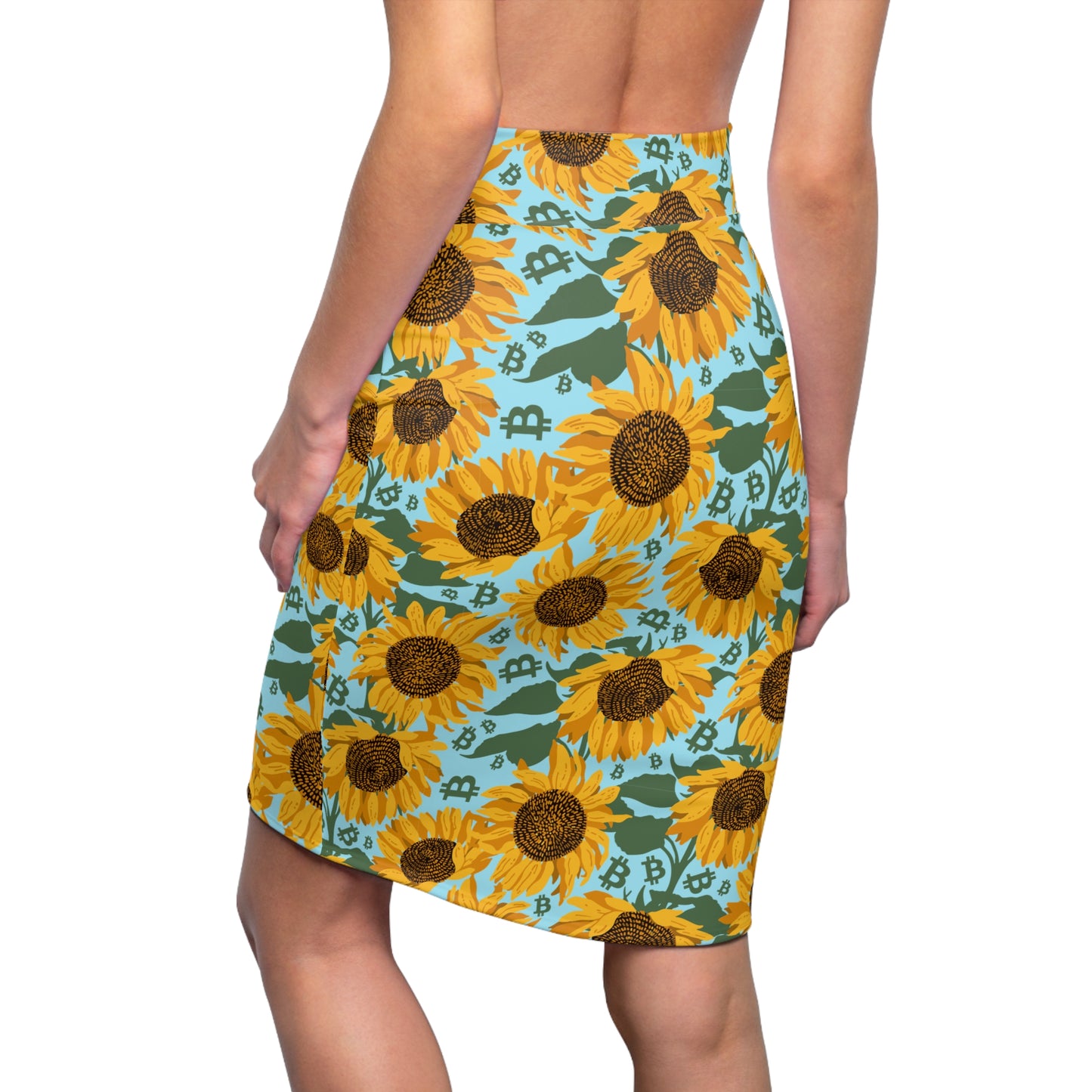 Bitcoin Sunflowers Women's Pencil Skirt