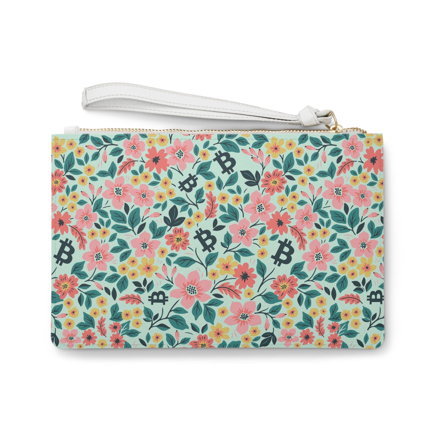 Green Floral Spring Bitcoin Clutch Bag