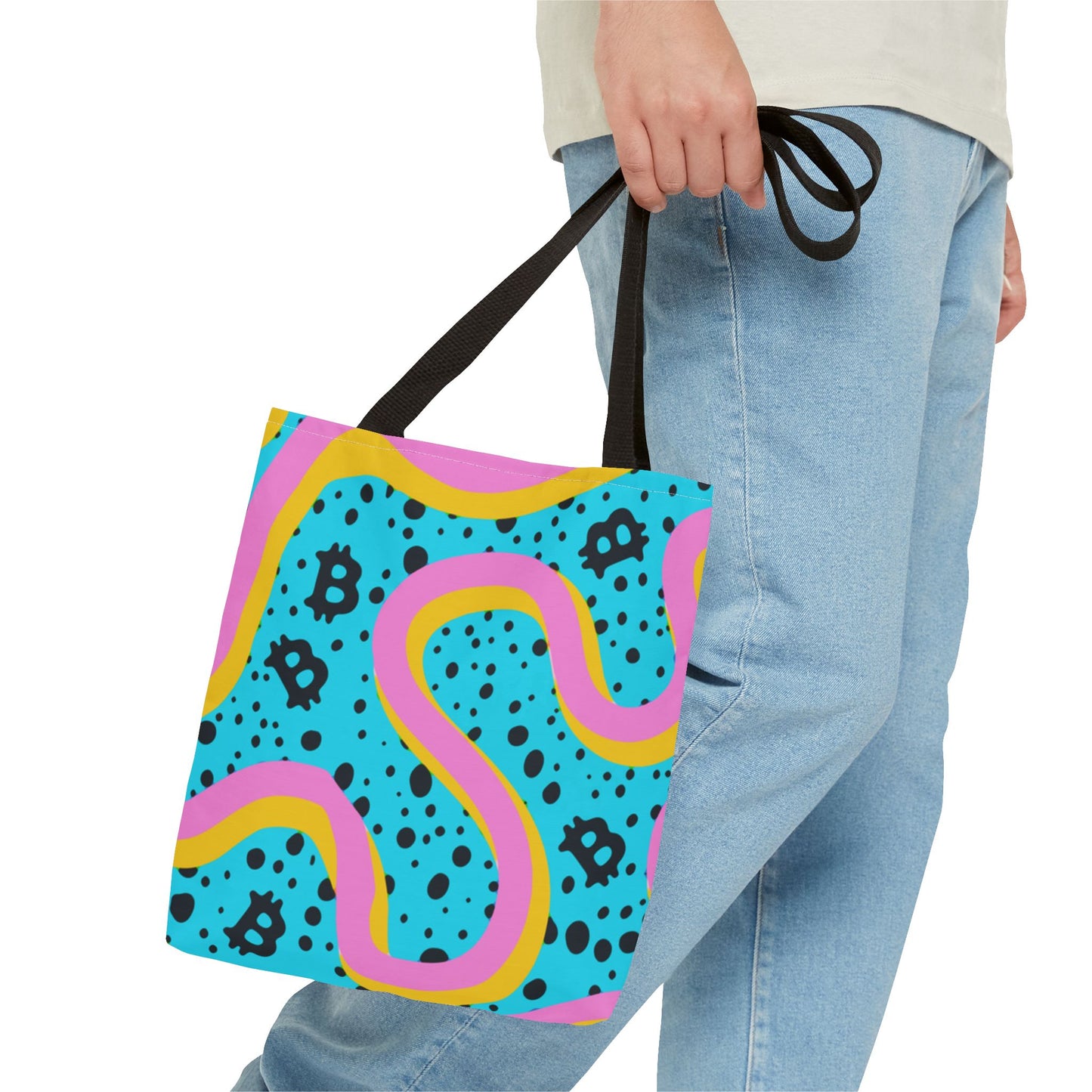 Bitcoin Retro Squiggle Tote Bag