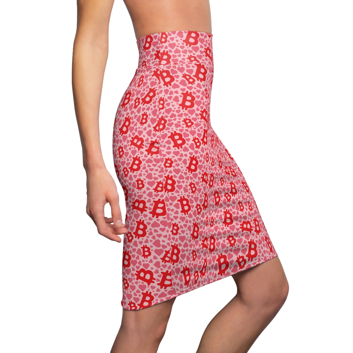 Itty Bitties Bitcoin and Hearts Women's Pencil Skirt