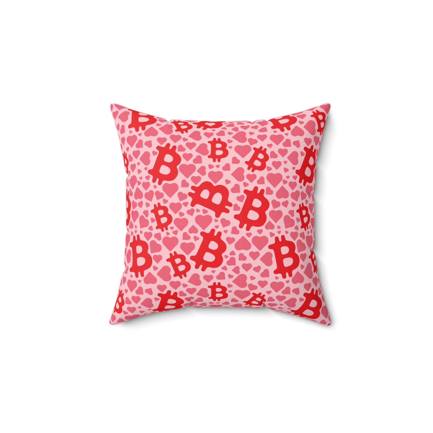 Itty Bitties Bitcoin and Hearts Square Pillow