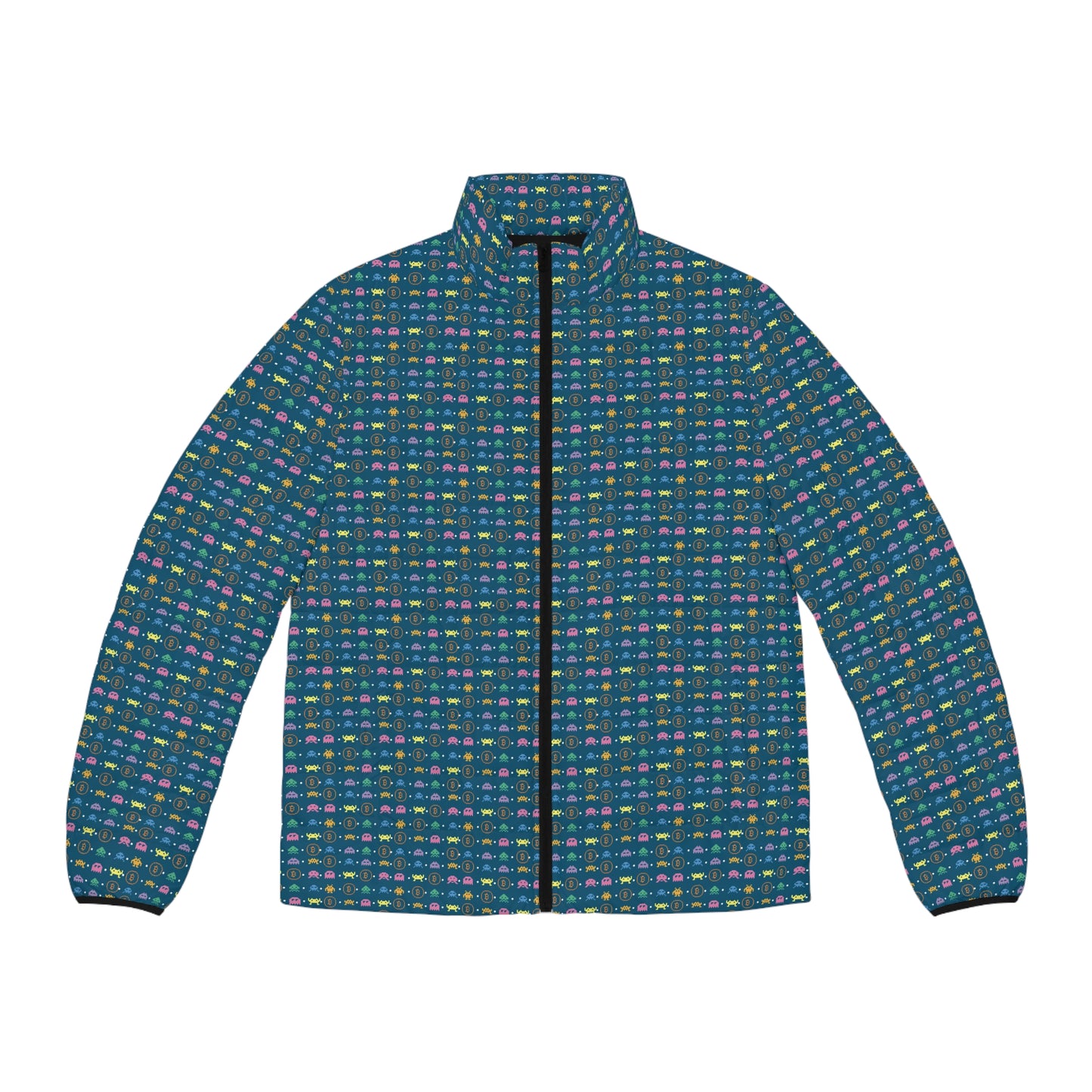 Bitcoin Retro Video Game Men's Puffer Jacket