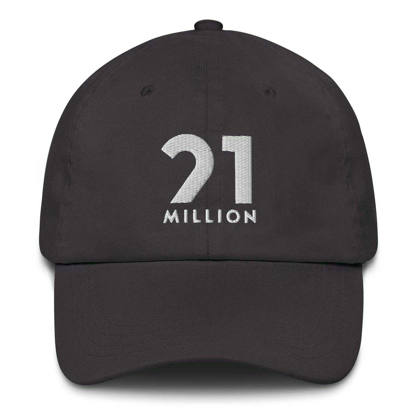 dark grey cap with '21 Million' logo on a white background