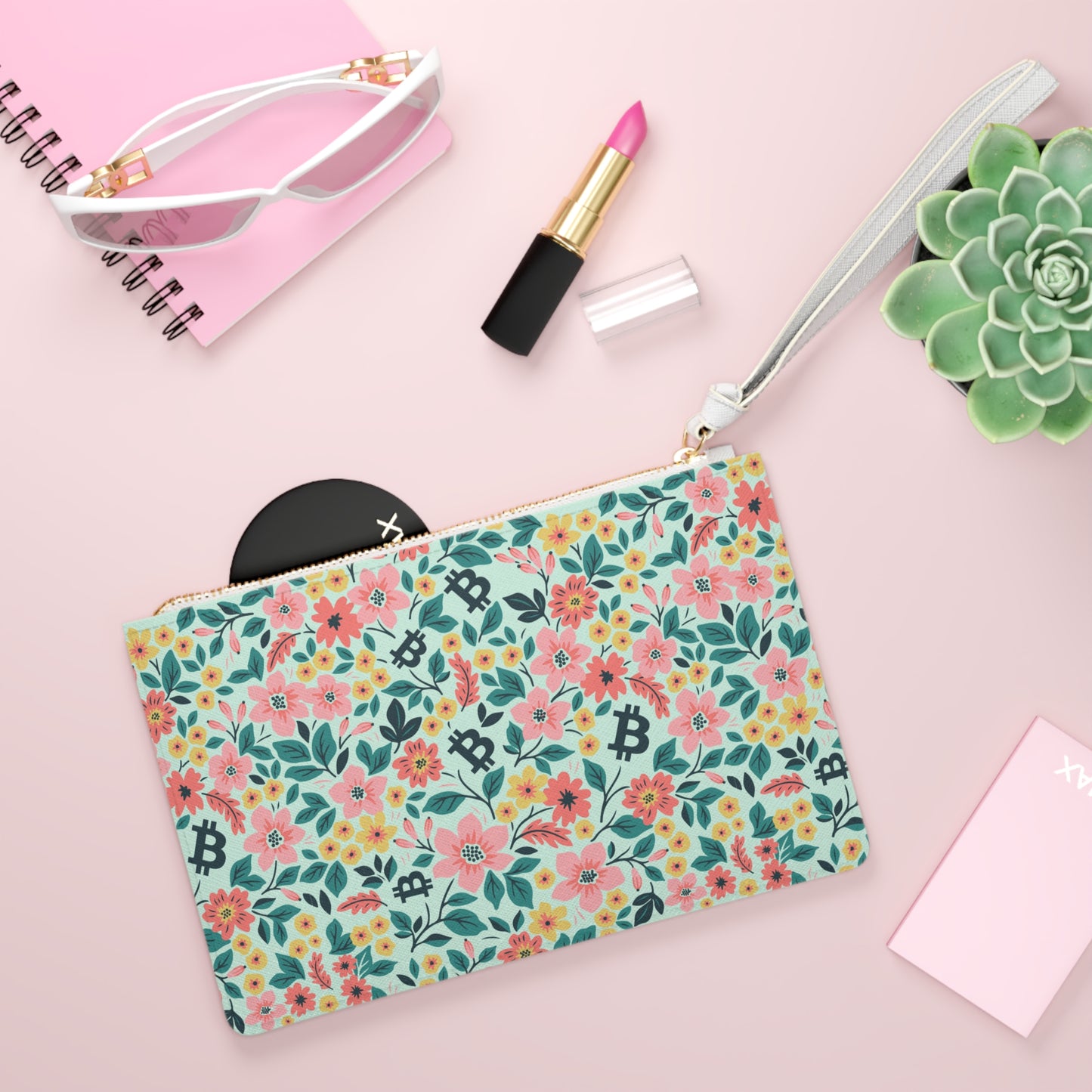 Green Floral Spring Bitcoin Clutch Bag