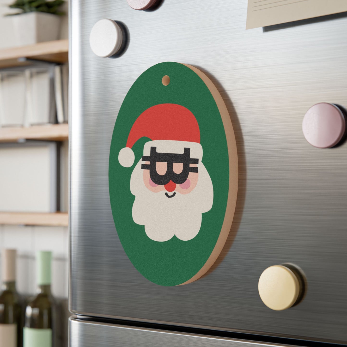 Bitcoin Santa Wooden Ornament