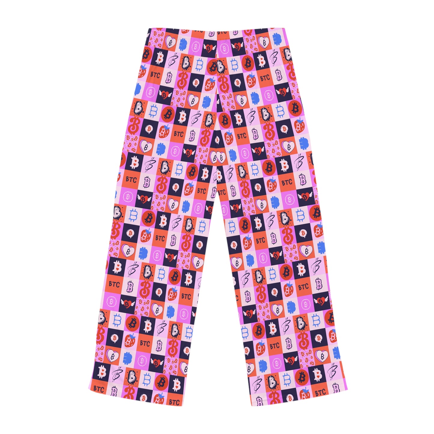 Pantalones de pijama para mujer con diseño de patchwork de Bitcoin Love