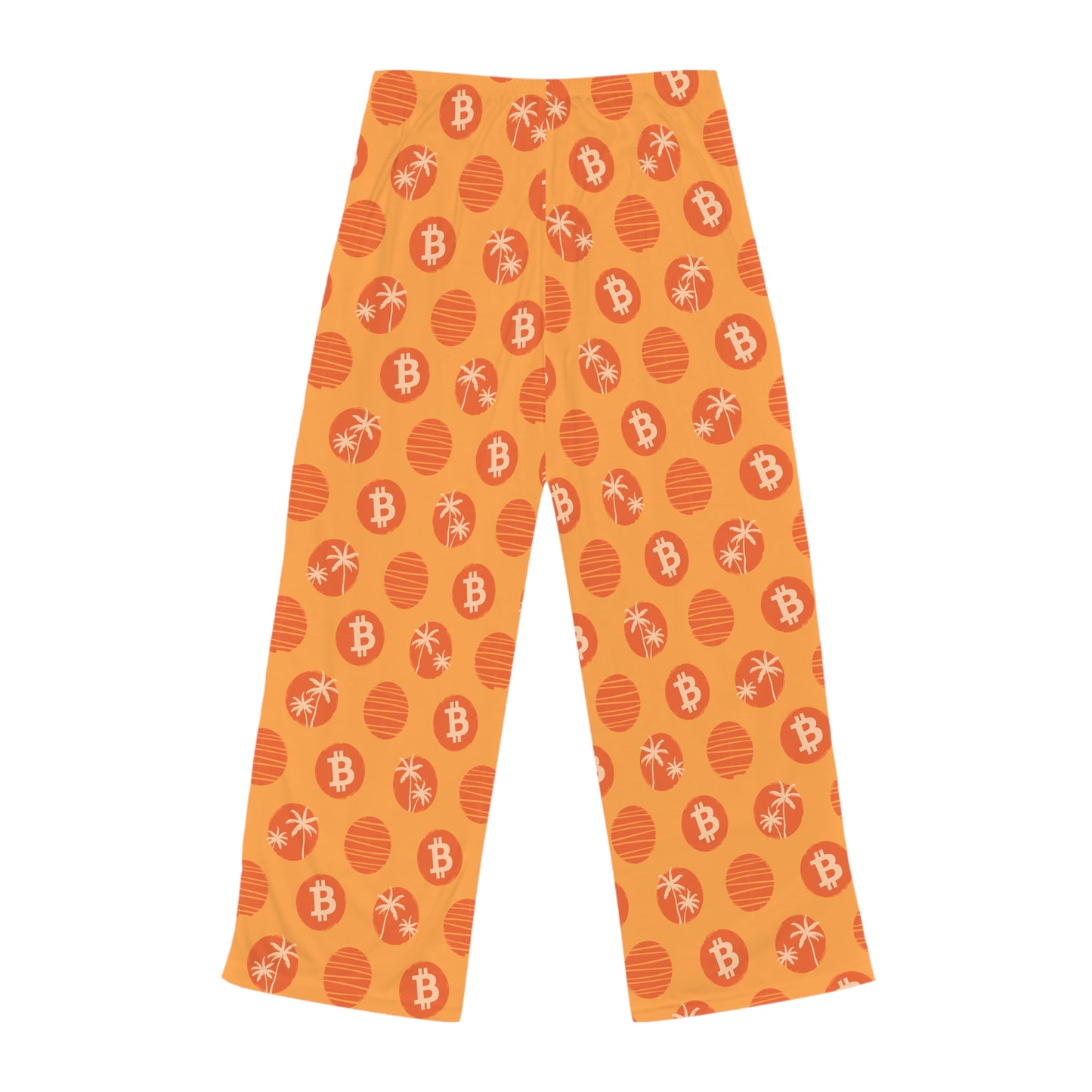 Pantalones de pijama para mujer con diseño tropical naranja de Bitcoin