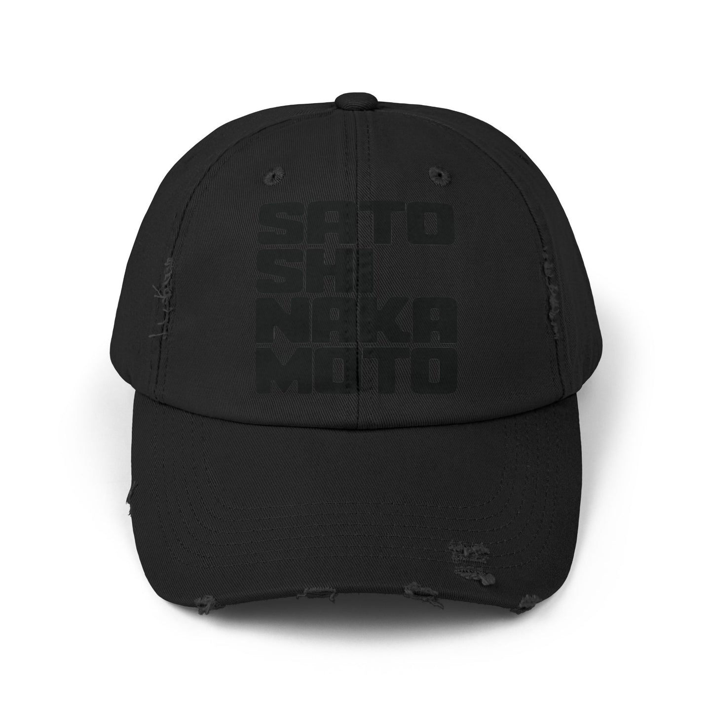 Satoshi Nakamoto Cubed Printed (STEALTH) Distressed Cap