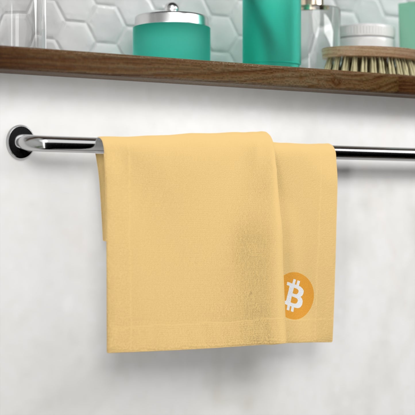 AirBTC Bitcoin Symbol on Cream Face Towel