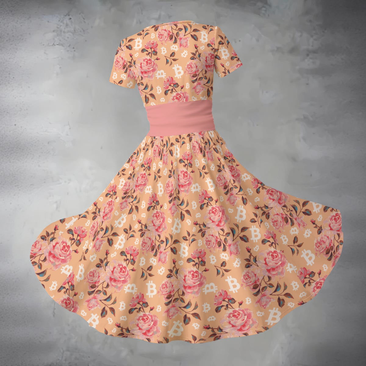 Stack Roses Women's Short Sleeve V Neck Midi Dress