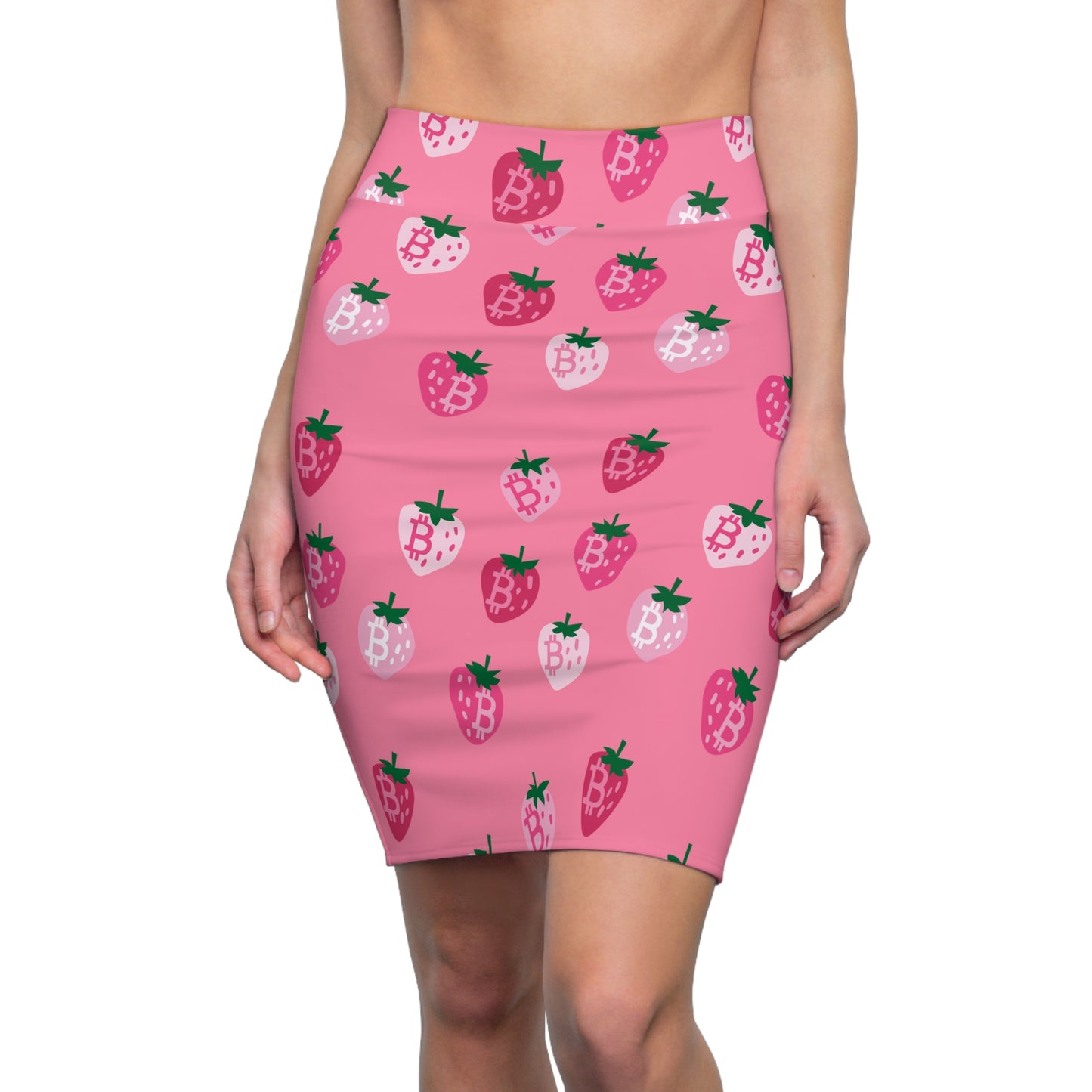 StrawBerry Bitcoin Women's Pencil Skirt