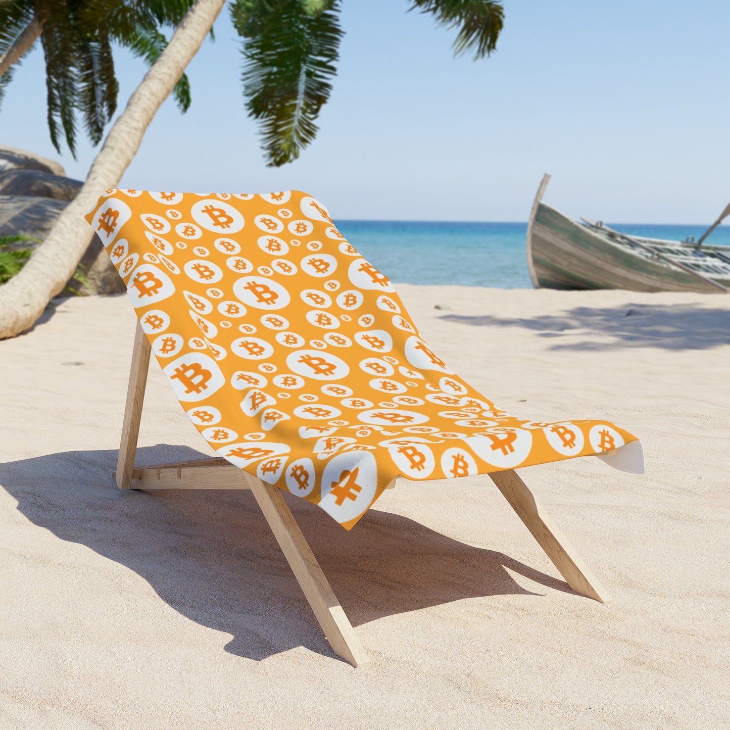 Bitcoin Symbols Polkadot Beach Towel