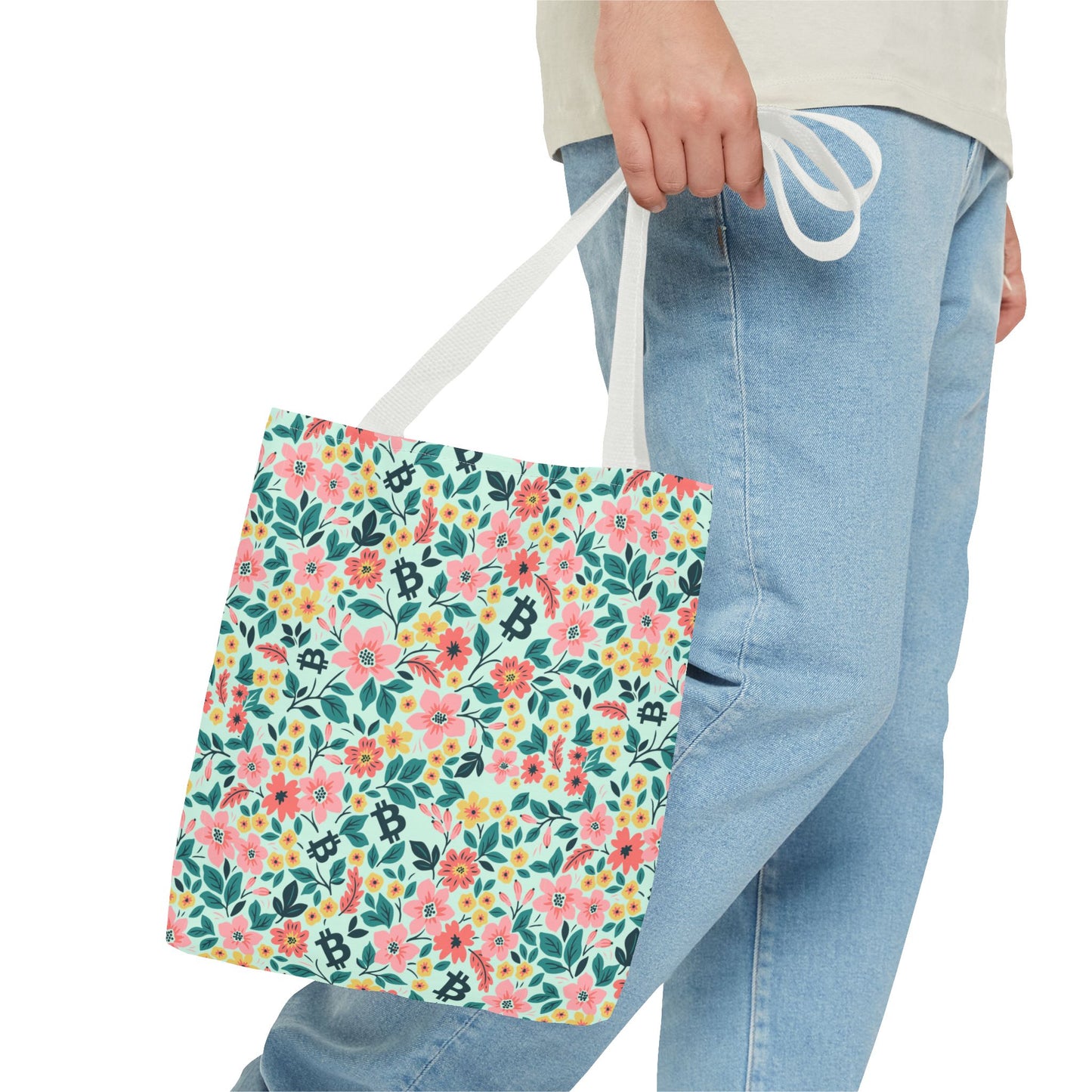 Green Floral Spring Bitcoin Tote Bag