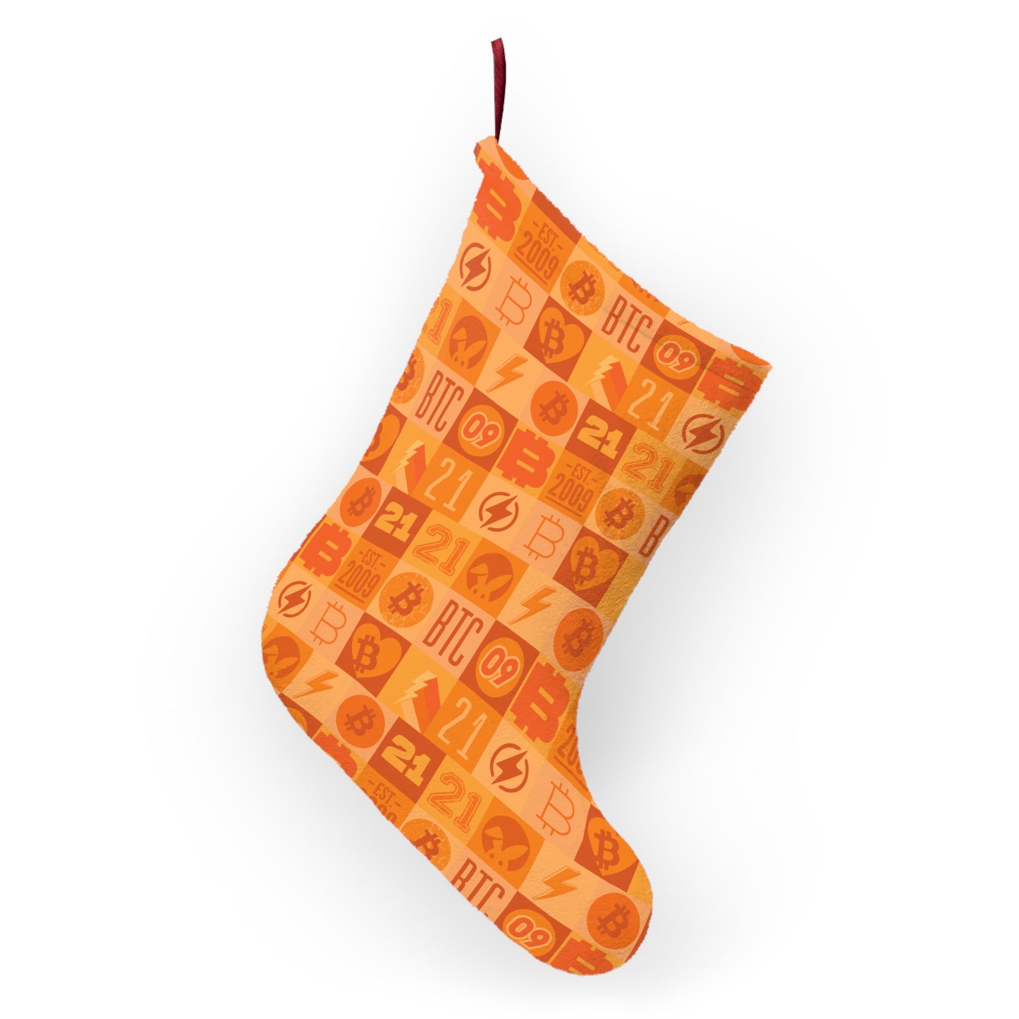 Orange Bitcoin Journey Christmas Stocking