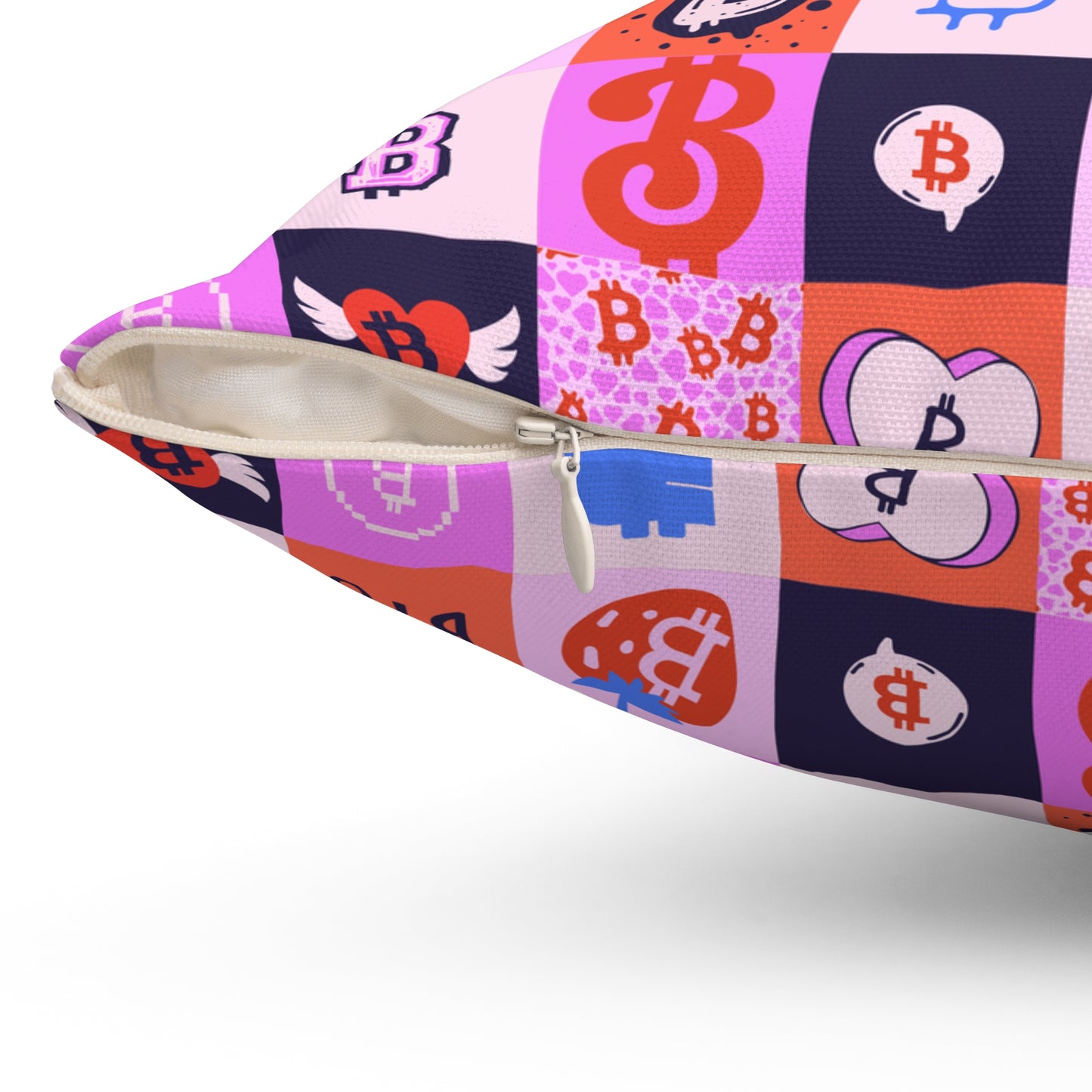 Bitcoin Love Patches Square Pillow