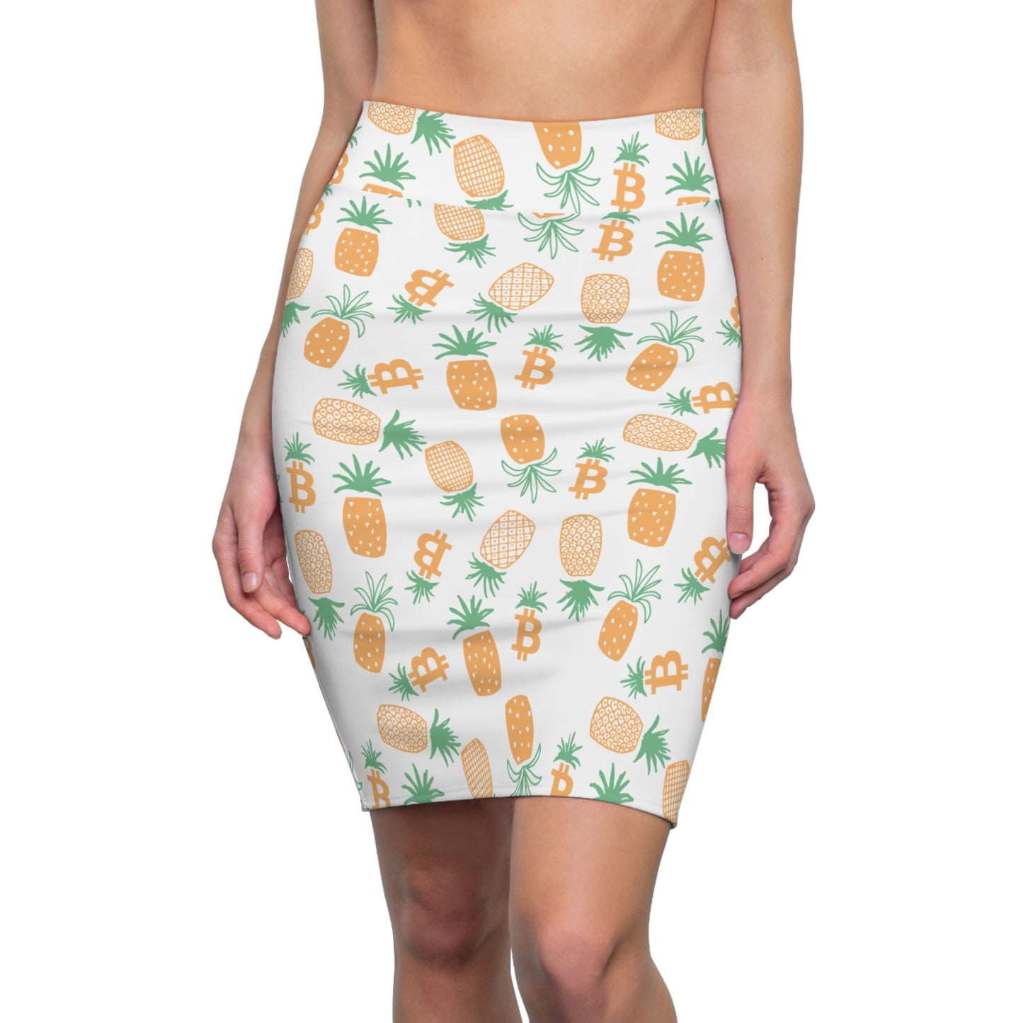Bitcoin Pineapples Women's Pencil Skirt