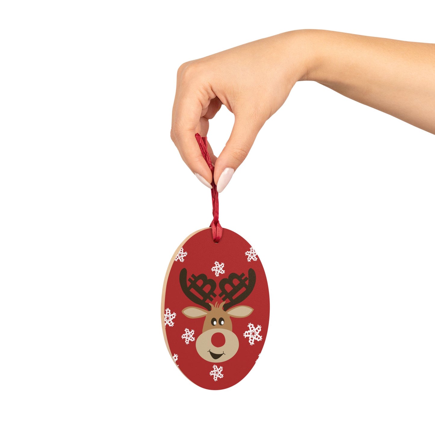 Bitcoin Rudolf Wooden Ornament
